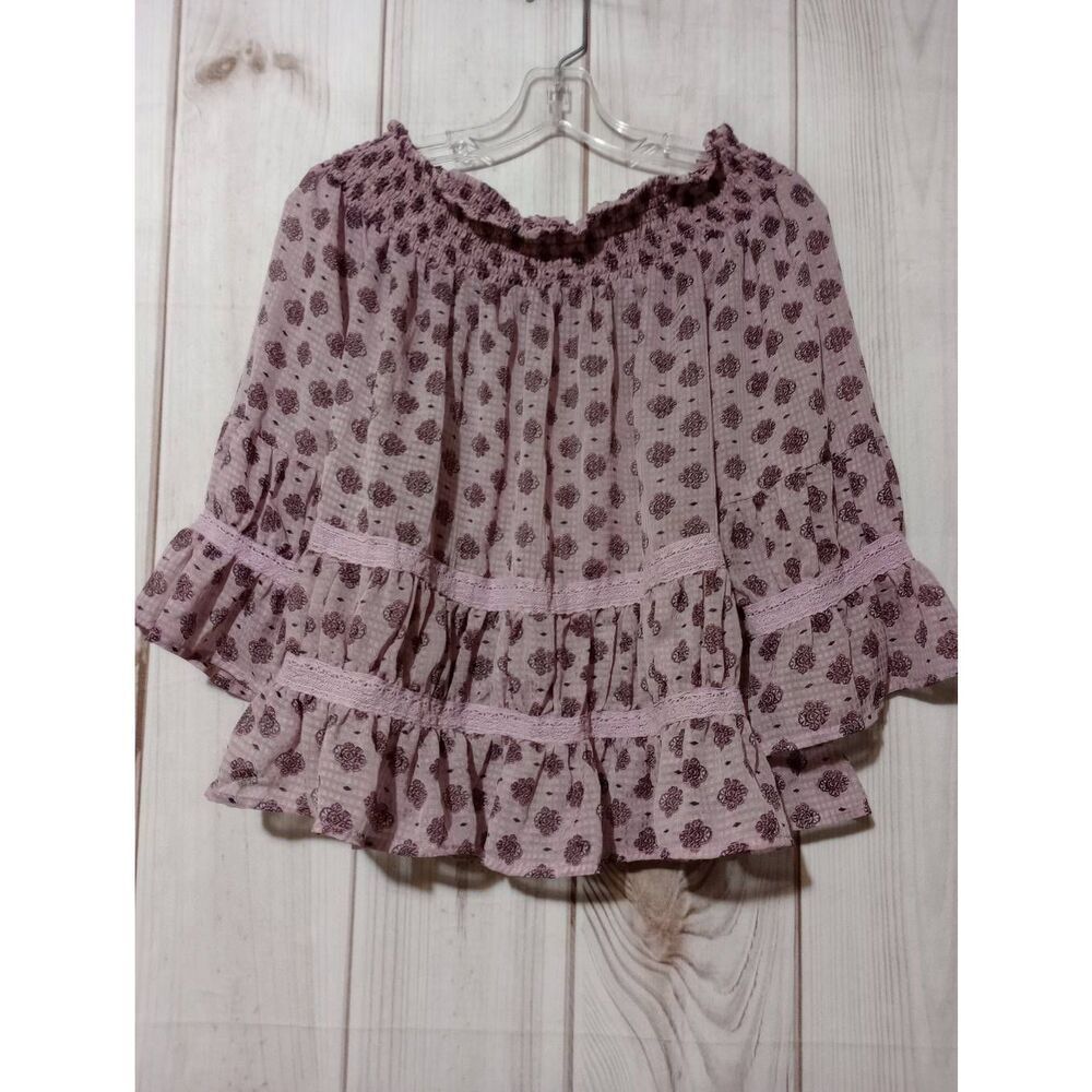 Eyeshadow Shirt Ladies Large Pink Chiffon Sheer